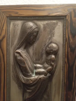 Cuadro relieve Virgen María y Niño Jesús