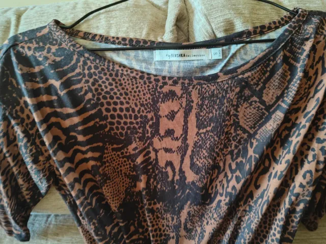 Vestido estampado marrón y negro