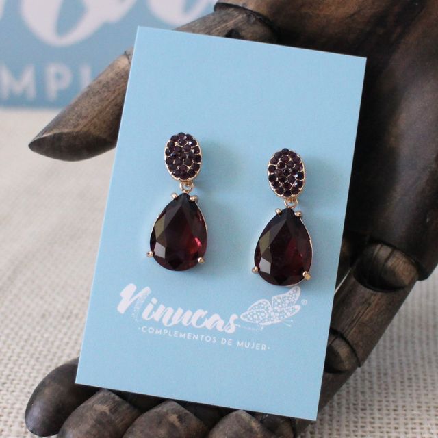 Pendientes largos dorados con lágrima colgante M