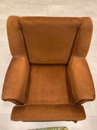 Sillón vintage tela marrón y multicolor