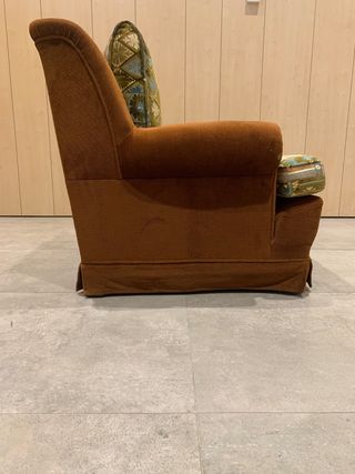 Sillón vintage tela marrón y multicolor
