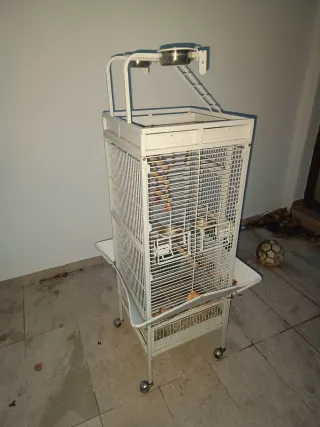 Jaula para pájaros blanca