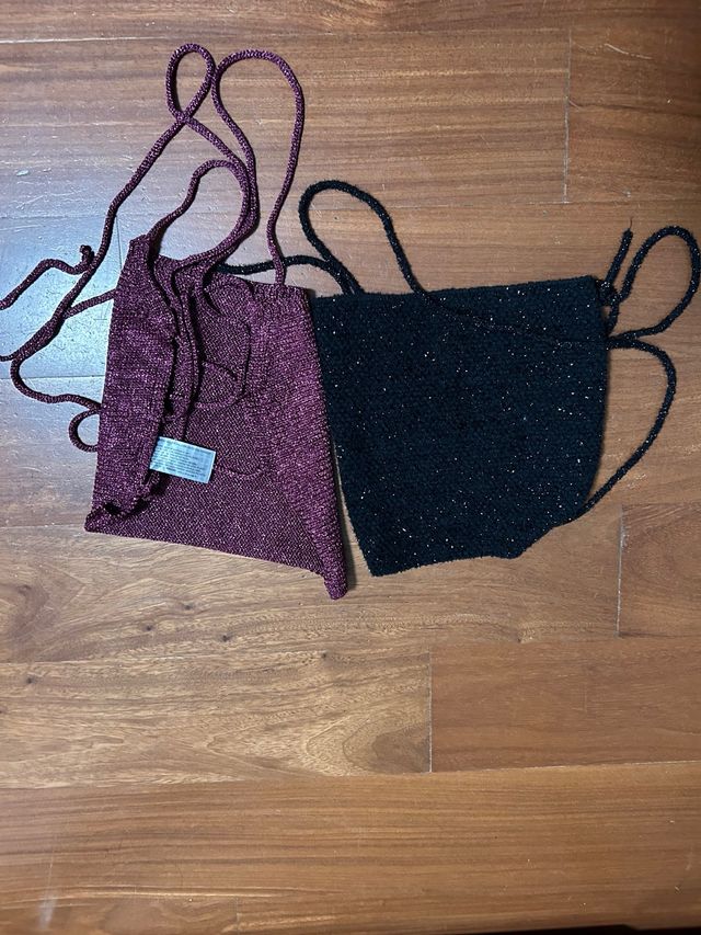 2 Tops Brillo Mango Espalda Descubierta