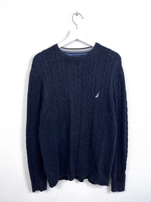 Maglione Nautica Classico in Punto Trenzato Blu Marina