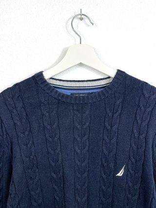 Jersey Nautica Clásico Punto Trenzado Azul Marino