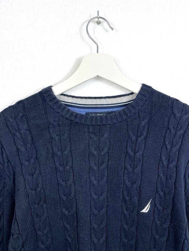 Maglione Nautica Classico in Punto Trenzato Blu Marina