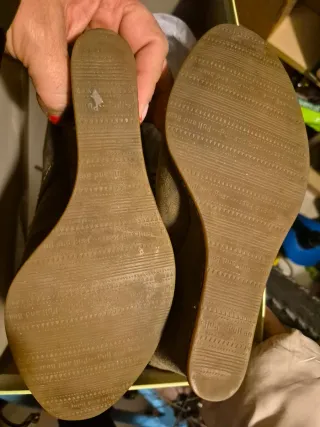 Botines cuña ante beige talla 37