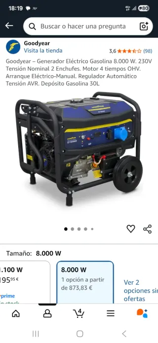 Generador Goodyear 8.000W Gasolina