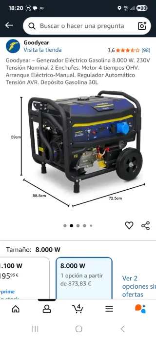 Generador Goodyear 8.000W Gasolina