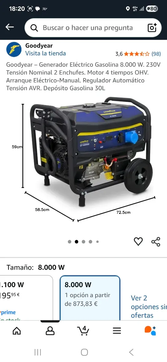 Generador Goodyear 8.000W Gasolina