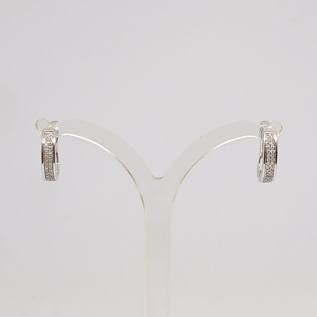 Pendientes Oro Blanco Ondulados Brillantes