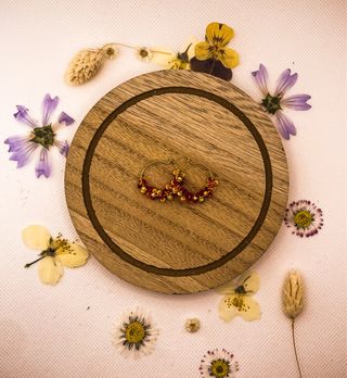 Pendientes aro rojos y dorados