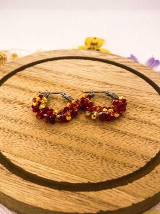 Pendientes aro rojos y dorados