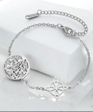 Pulsera Nudo de Bruja y Tetragramaton Plata