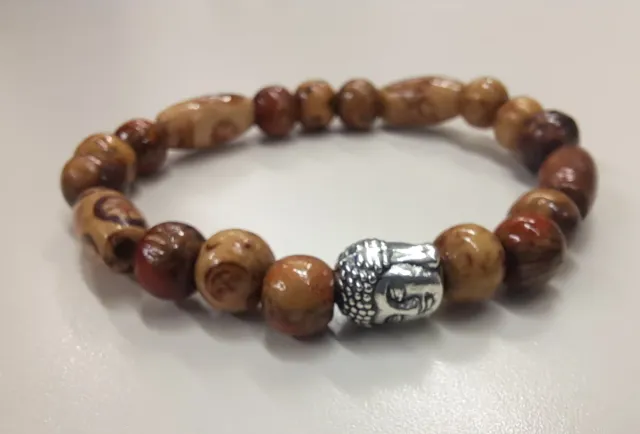 Pulsera Madera Buda Plata