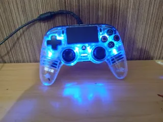 Mando PS4 Transparente Azul LED