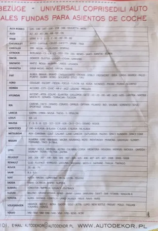 Coprisedili Auto Universali Anteriori e Posteriori