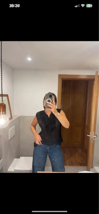 Blusa transparente negra. Talla grande