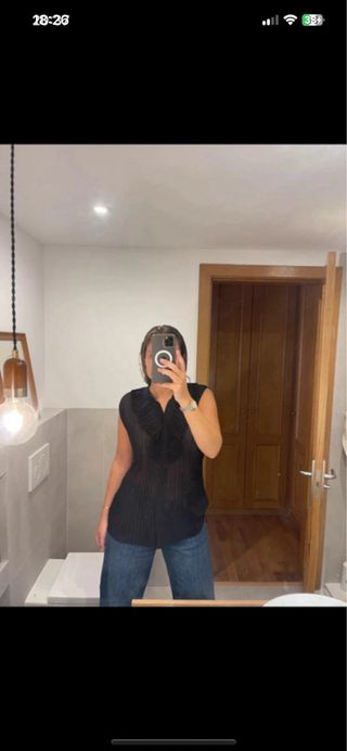 Blusa transparente negra. Talla grande