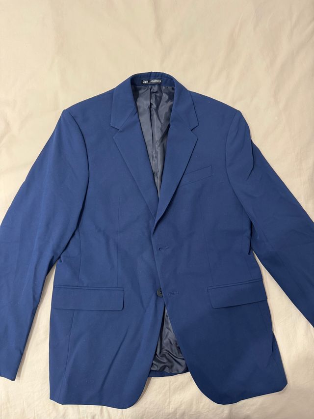 Chaqueta de traje Zara azul talla 50