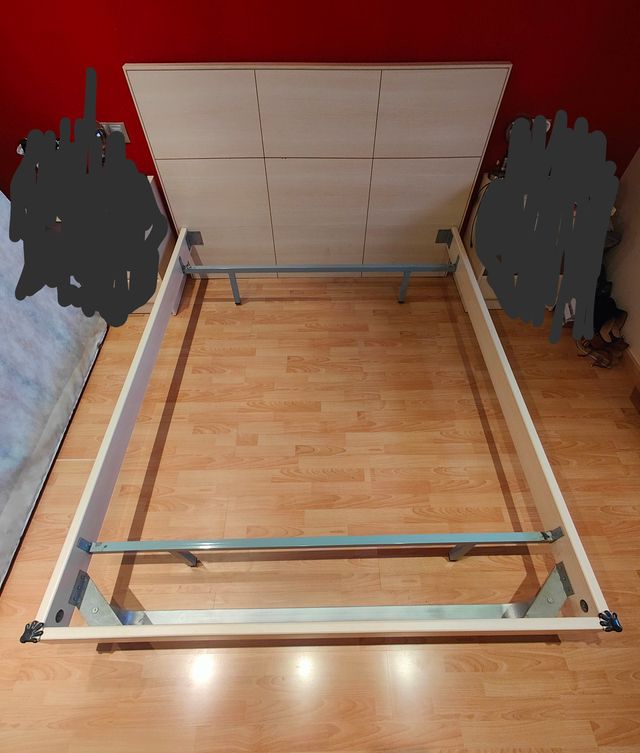Estructura cama matrimonio madera y metal