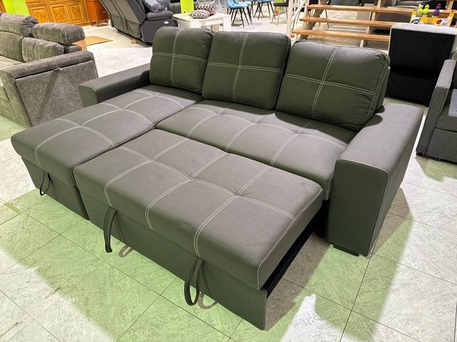 Sofá Cama y Chaise Longue con Almacenamiento