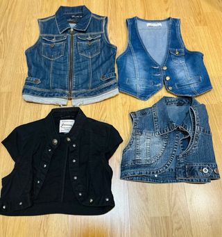 Pack 4 chaquetas tejanas sin mangas varios modelos