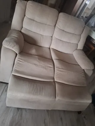 Sofá relax 2 plazas tela beige