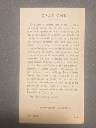 Santino San Francesco da Paola