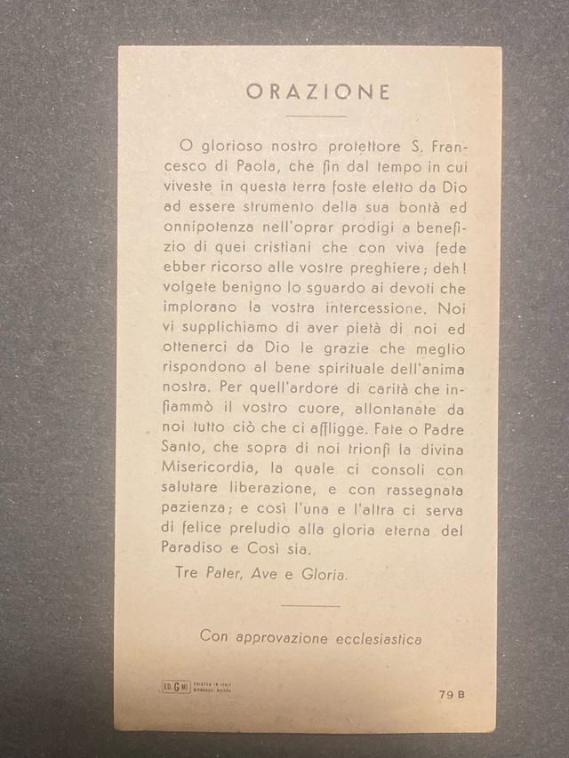 Santino San Francesco da Paola