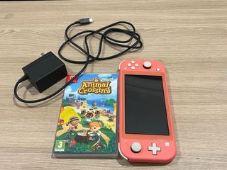 Nintendo Switch Lite Coral + Animal Crossing
