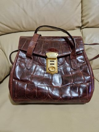 Borsa vintage pelle marrone coccodrillo
