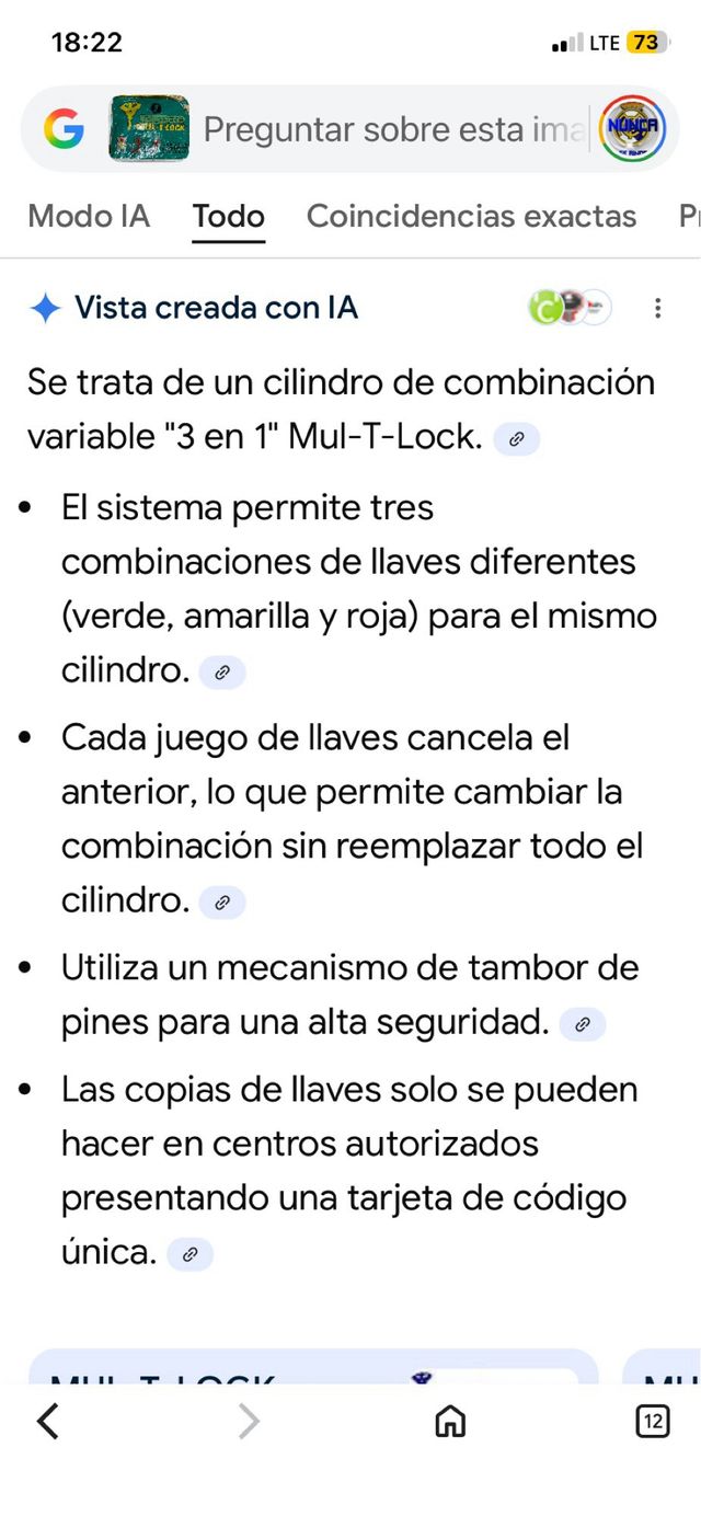 Bombín Mul-T-Lock 3 en 1 con 5 llaves