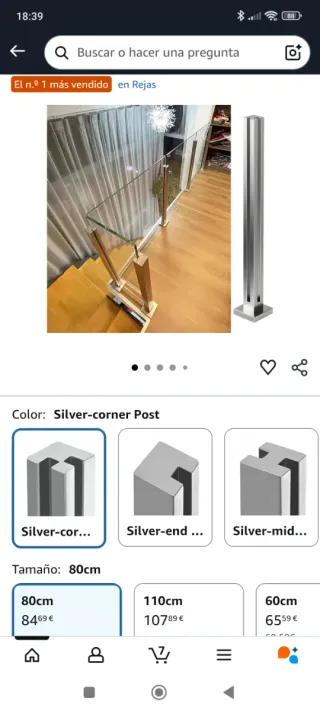 Poste barandilla de vidrio