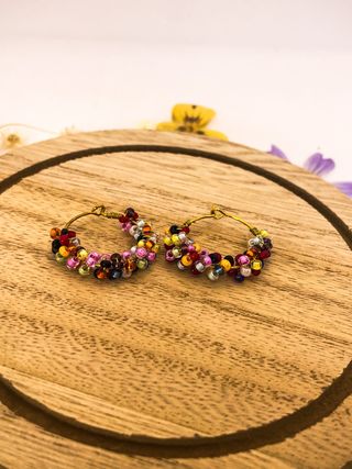 Pendientes Aro Multicolor Abalorios