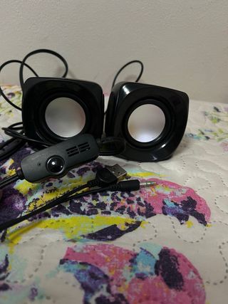 Altavoces negros y plateados