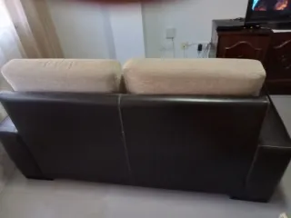 Sofá 2 plazas polipiel y tela