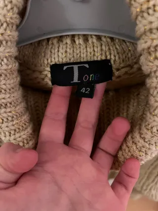 Jersey Cisne Beige con Hilos Dorados Talla 42