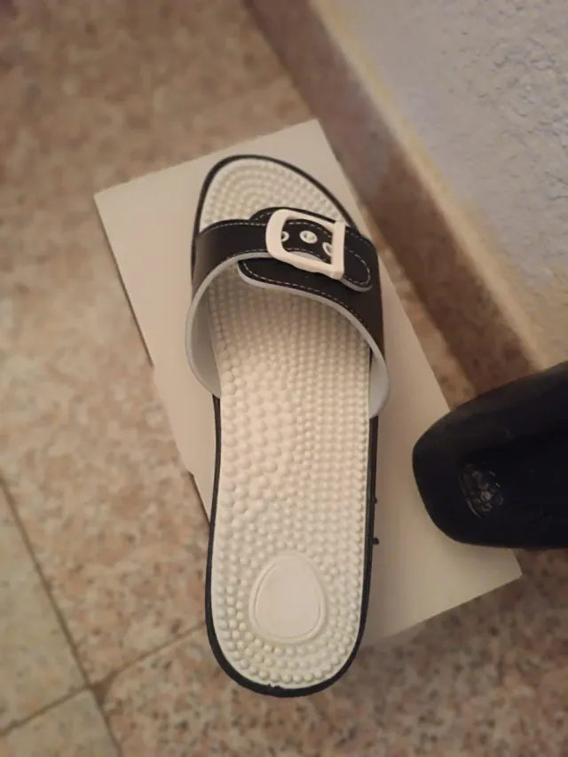 Chanclas anatómicas mujer azul y blancas