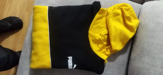 Sudadera Puma Hombre con capucha Negra y Amarilla