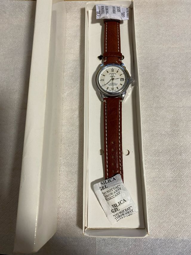 Omega Reloj Automático Caja Marrón Plata