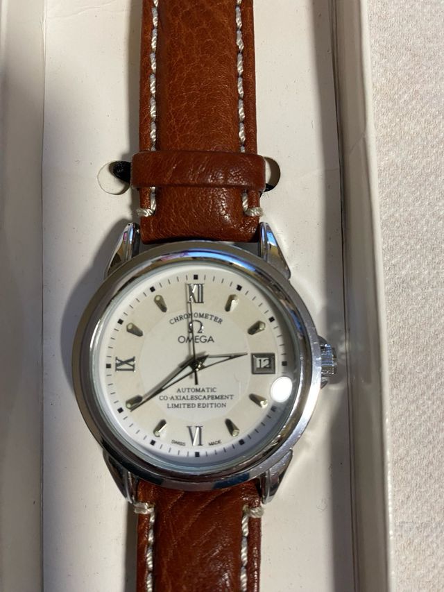 Omega Reloj Automático Caja Marrón Plata