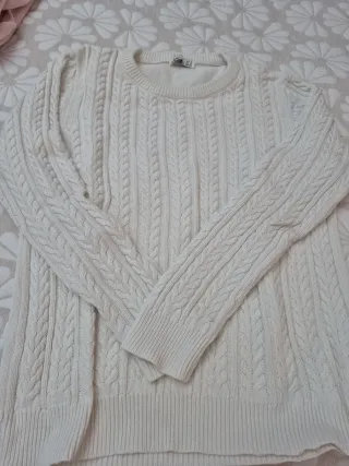 Jersey de punto trenzado blanco