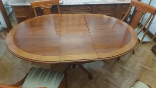 Mesa comedor extensible madera estilo clásico