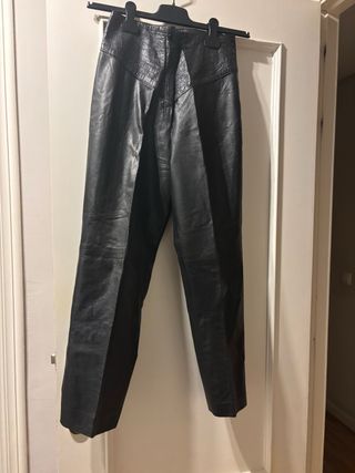 Pantalón Cuchet Peleteros Cuero Negro Mujer