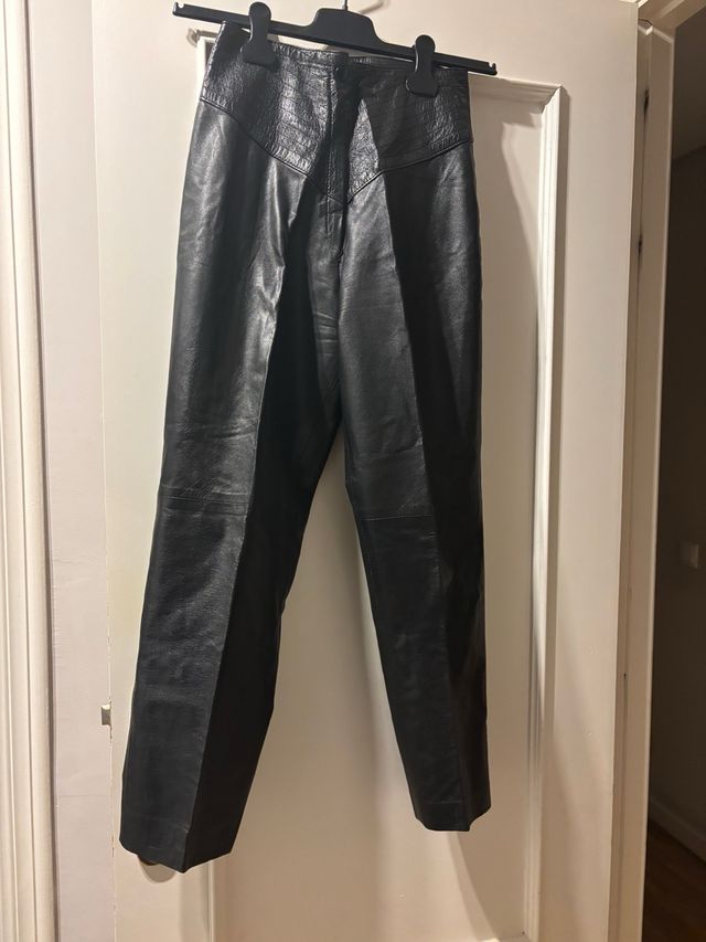 Pantalón Cuchet Peleteros Cuero Negro Mujer