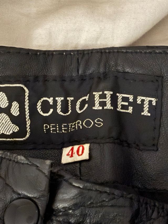 Pantalón Cuchet Peleteros Cuero Negro Mujer
