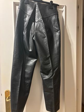 Pantalón Cuchet Peleteros Cuero Negro Mujer