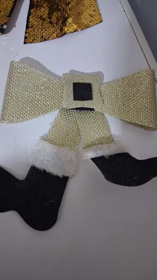 Set 3 Fiocchi Natalizi Decorazioni Oro Rosso