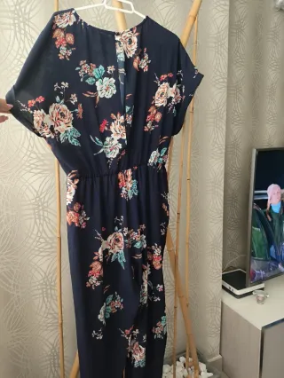 Mono largo floral azul y rosa Talla L